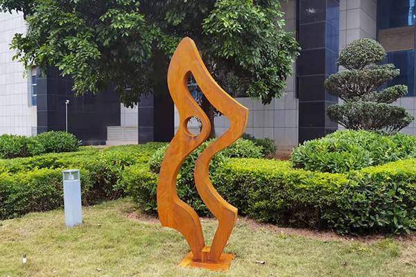 Corten Steel Absract Flow Sculpture For Outdoor Spaces